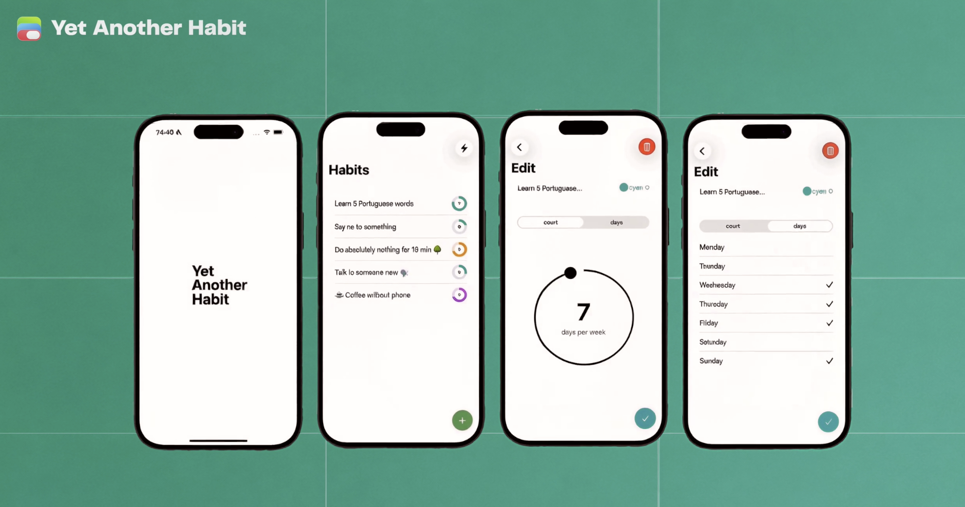 The full list of habits in a quiet, minimal interface